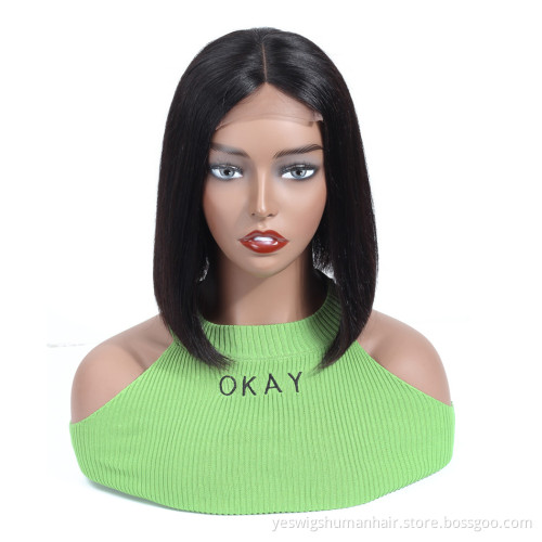 Human Hair Factory Vendor Yeswigs Top Quality Lace Front Human Hair Wigs Short Bob Cut Peruvian Straight Human Hair Bob Wigs